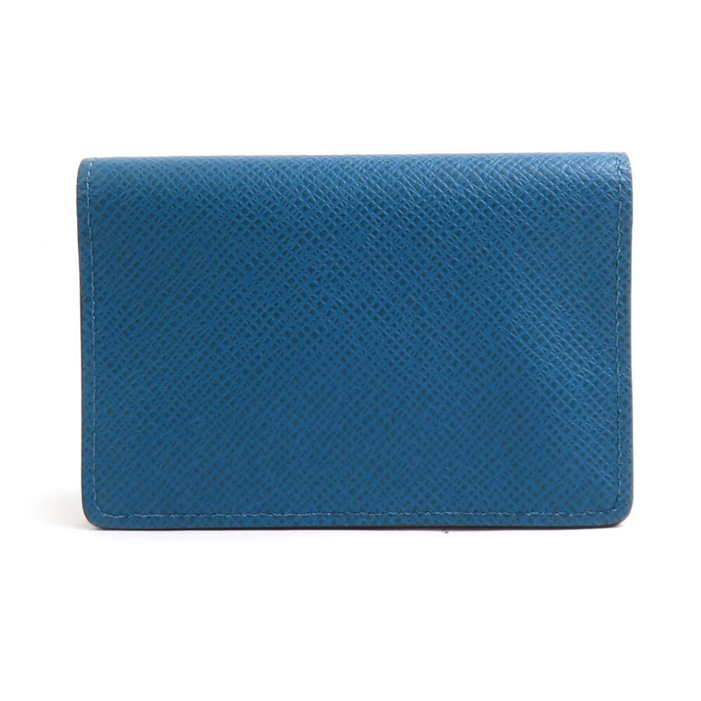 Louis Vuitton Card Case Wallet Taiga Organizer De Poche Pochette Leather Blue